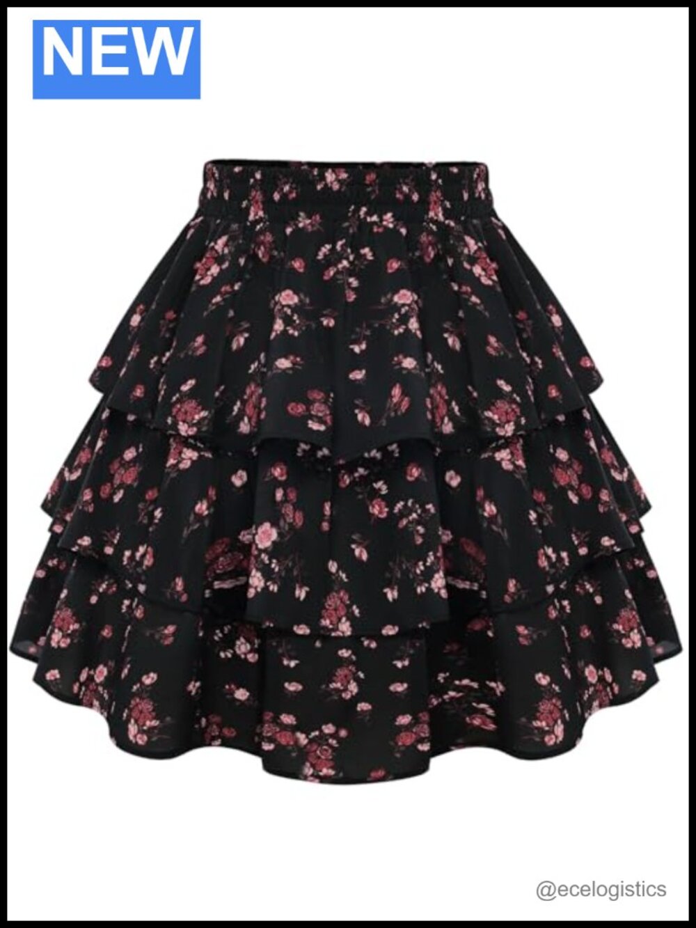Floral Chiffon Mini Skort with Pockets, Built-in Shorts, High Rise, Tiered